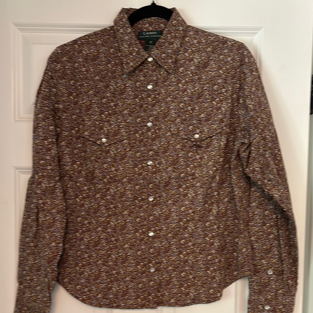 Ralph Lauren Brown Patterned Button-Down Shirt - image 1